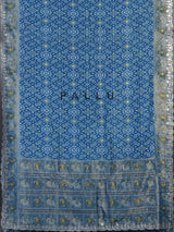 Blue soft silk saree with beautiful patola printed detailing