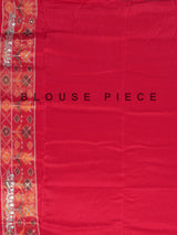 Red soft silk saree with traditional ikat printed zari elegance