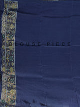 Blue soft silk saree with elegant ikat printed craftsmanship