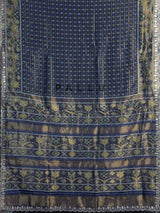 Blue soft silk saree with elegant ikat printed craftsmanship