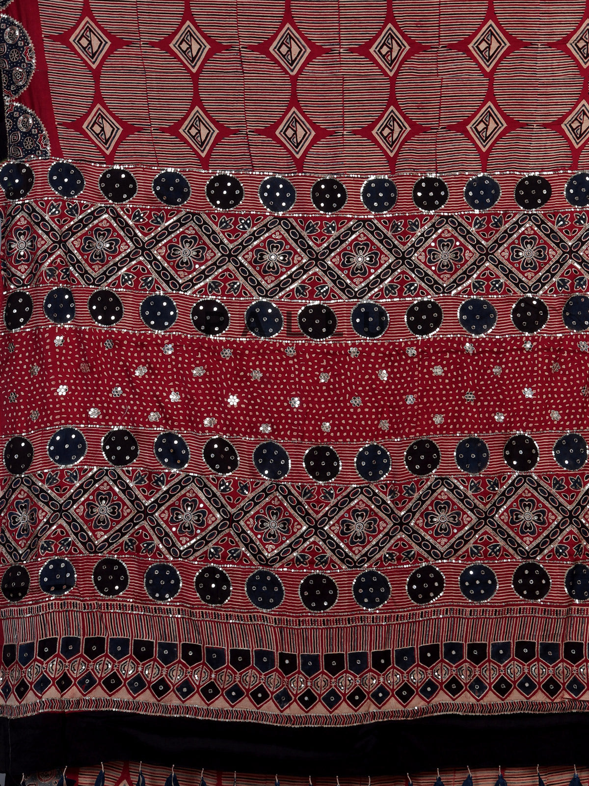 Maroon crepe silk saree with elegant sequin printed artistry