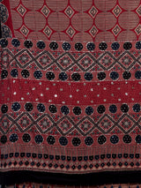 Maroon crepe silk saree with elegant sequin printed artistry