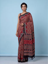 Maroon crepe silk saree with elegant sequin printed artistry