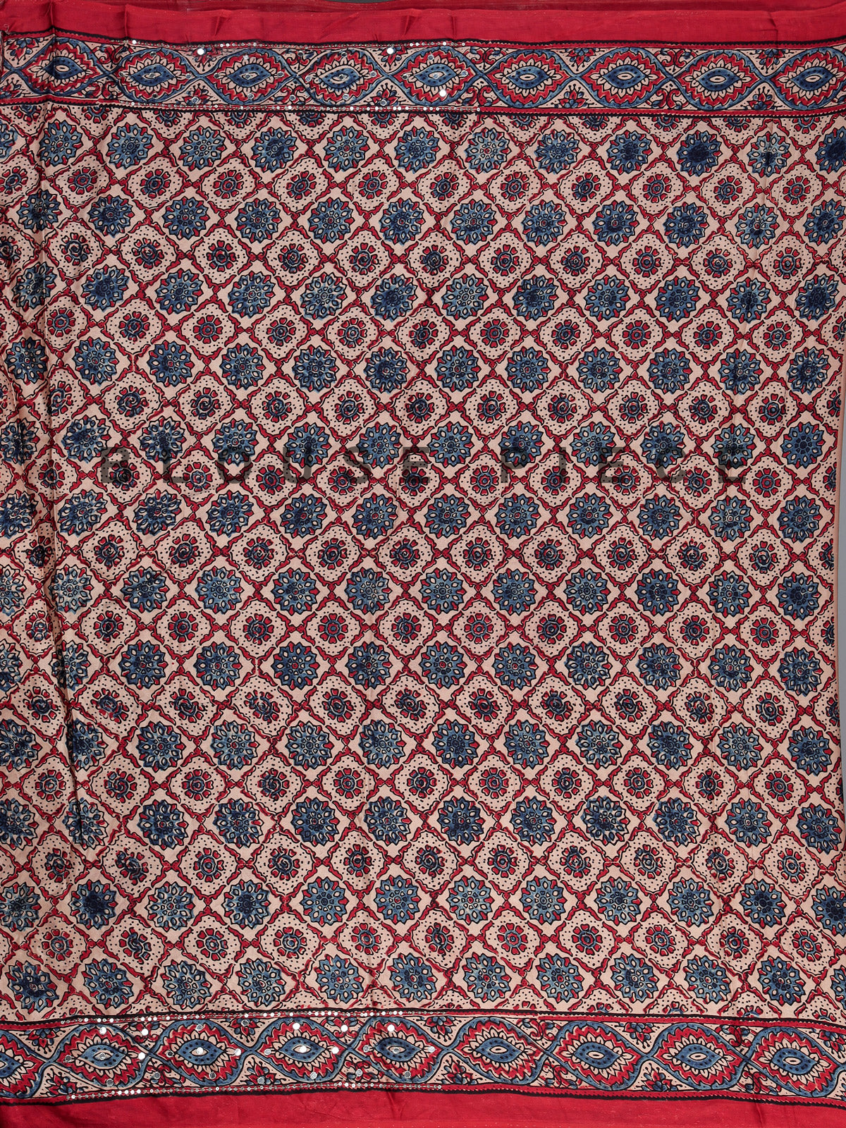 Maroon crepe silk saree with mirror and sequin embellishments