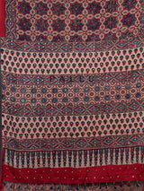 Maroon crepe silk saree with mirror and sequin embellishments