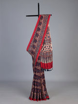 Maroon crepe silk saree with mirror and sequin embellishments
