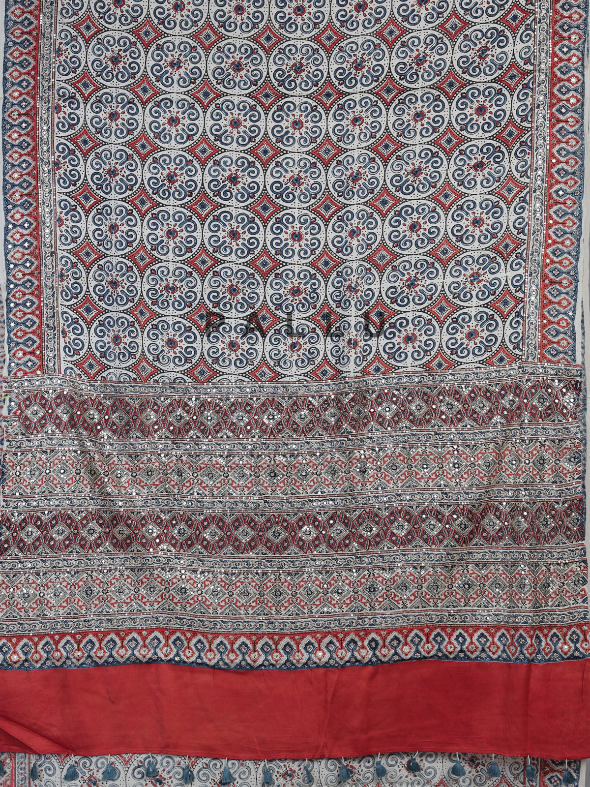 White crepe silk saree with delicate printed festive charm