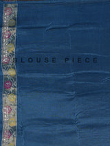 Stone blue soft silk saree with bandhani floral contrast elegance