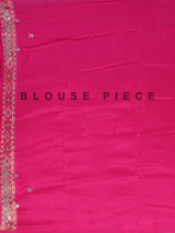 Rani pink soft silk saree with sparkling ikat printed elegance