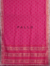 Rani pink soft silk saree with sparkling ikat printed elegance