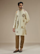Beige silk waistcoat set for stunning wedding celebration