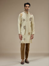 Beige silk waistcoat set for stunning wedding celebration