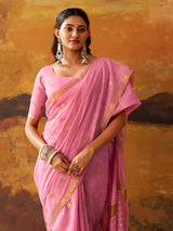 Pink designer modal cotton festive saree