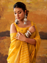 Yellow woven modal cotton festive saree