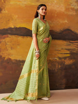 Green woven modal cotton festive saree