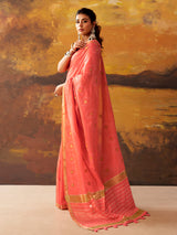 Pink woven modal cotton festive saree