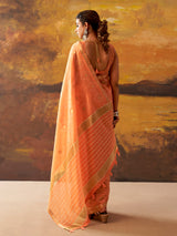 Peach woven modal cotton festive saree