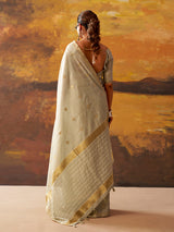 Light grey woven modal cotton festive saree