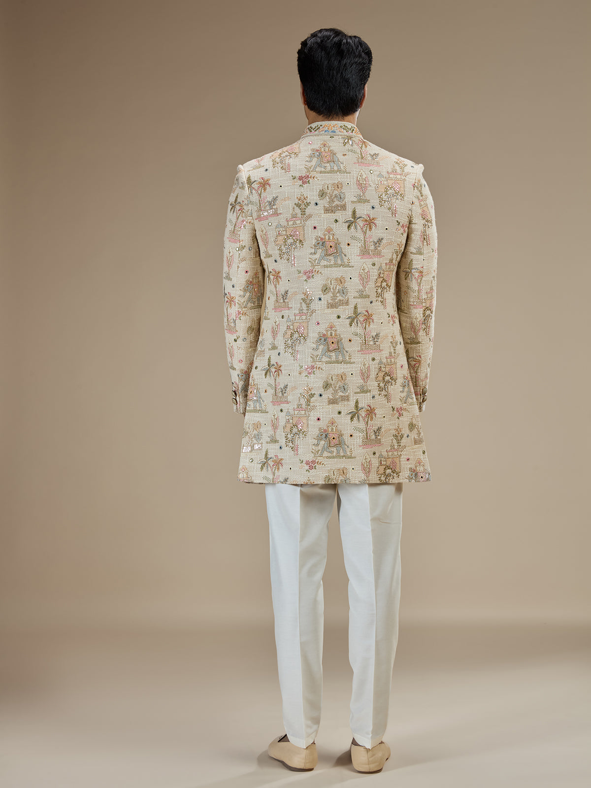 Cream men mughal garden indo western