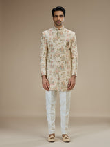 Cream men mughal garden indo western
