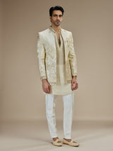 Cream men medallion embroidered indo western
