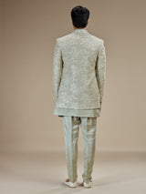 Sage green men floral bandhgala indo western