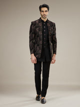 Black men royal paisley velvet indo western