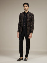 Black men royal paisley velvet indo western