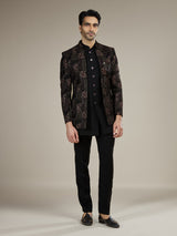 Black men royal paisley velvet indo western