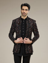 Black men botanical velvet indo western