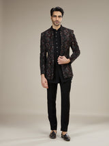 Black men botanical velvet indo western