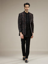 Black men botanical velvet indo western