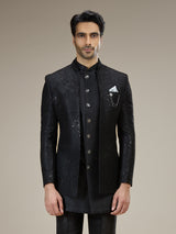 Black men layered brooch indo western