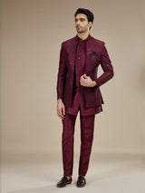 Maroon men layered brooch indo western