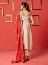 Soft champagne beige women embellished pant suit