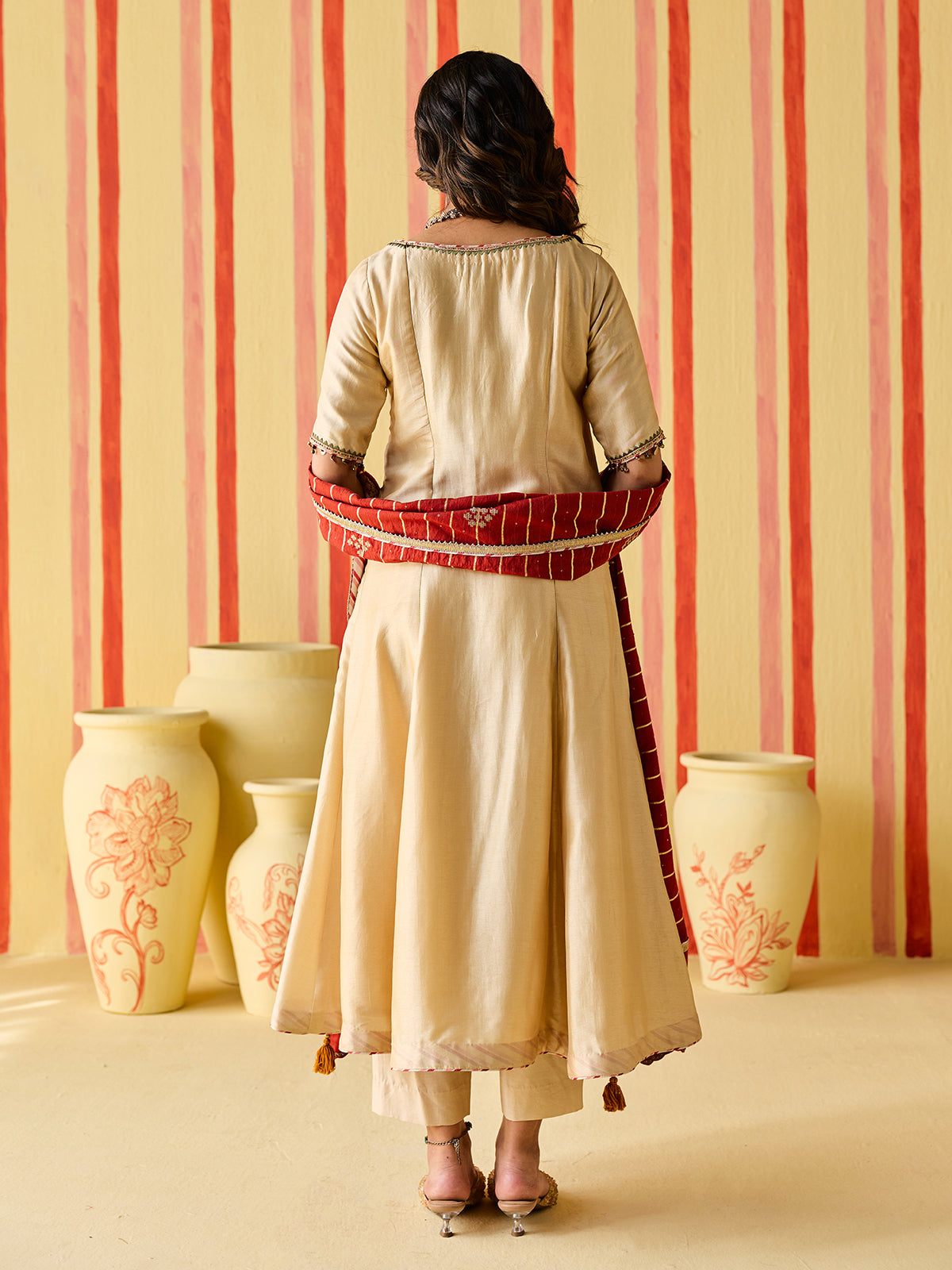 Champagne gold women regal anarkali suit
