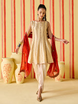 Pale gold women designer dhoti suit