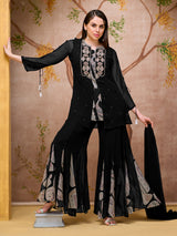 Black women geometric paisley sharara suit