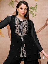 Black women geometric paisley sharara suit