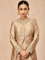 Champagne gold women embellished jacket indo western suit