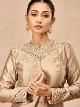 Champagne gold women embellished jacket indo western suit