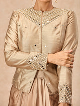 Champagne gold women embellished jacket indo western suit
