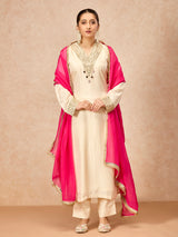 Beige women mirror embellished pant suit