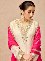 Beige women mirror embellished pant suit