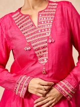 Pink women aabla embellished dhoti suit