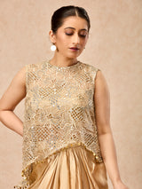 Gold women embellished tulip skirt indo western suit