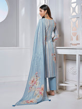 Powder blue women watercolor floral kurti set