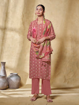 Dusty rose women floral printed kurti set