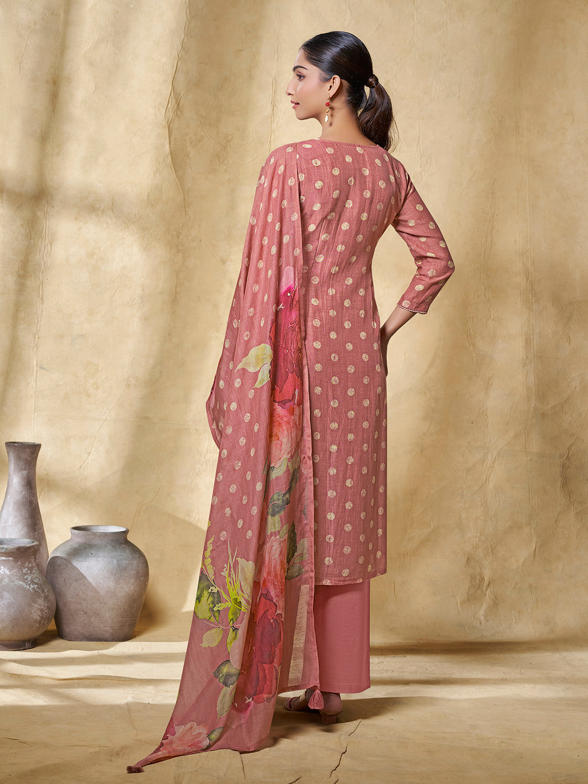 Dusty rose women floral printed kurti set