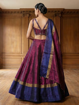 Purple blue silk lehenga choli with zardosi work